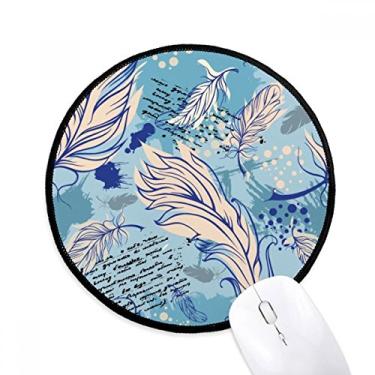 Imagem de DIYthinker Mouse pad com penas de água oceano com letra de ponto para mesa de escritório tapete redondo para computador