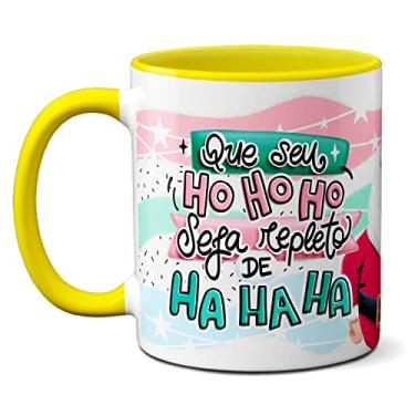Imagem de Caneca Feliz Natal Ho-Ho-Ho Repleto De Ha-Ha-Ha Presente (Amarela)