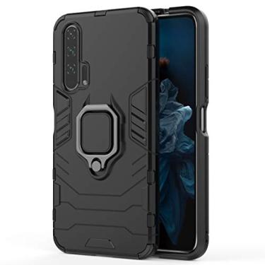 Imagem de HONGYAN Capa de telefone Case de proteção à prova de choque PC + TPU com suporte de anel magnético para a Huawei Honor 20 Pro Capa protetora