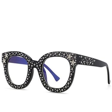 Imagem de Brilhante Muitas Estrelas Óculos de Sol Quadrado Óculos Feminino Designer Moda Olho de Gato Sombras Femininas Proteção UV, 4, Tamanho Único