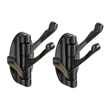 Imagem de KIZQYN Ganchos de casaco gancho de toalha de entrada de banheiro gancho de roupas sem perfuração gancho de toalha de banheiro atividade dobrável três ganchos rack de casaco montado na parede rack de casaco