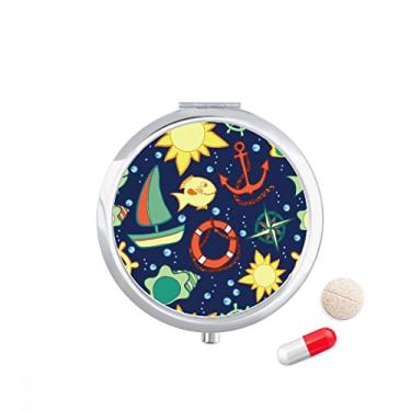 Imagem de Navigation Fish Boat Estojo colorido para comprimidos do oceano, caixa de armazenamento de remédios