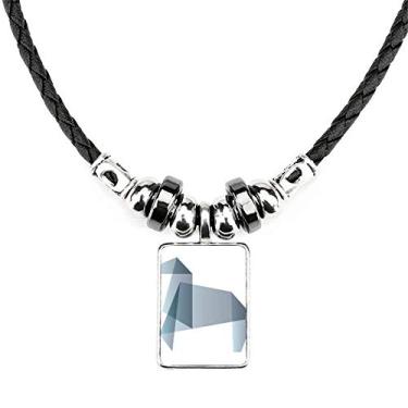Imagem de DIYthinker Colar com formato geométrico de cavalo abstrato origami joia torque pingente de corda de couro
