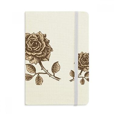 Imagem de Caderno de flores em marrom rosa envelhecido, capa dura em tecido, diário clássico