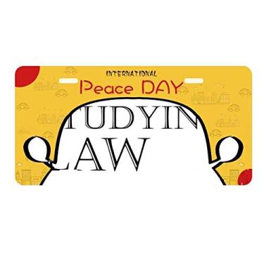 Imagem de DIYthinker Placa de licença com frase curta para estudar a lei, decoração de carro, dia da paz