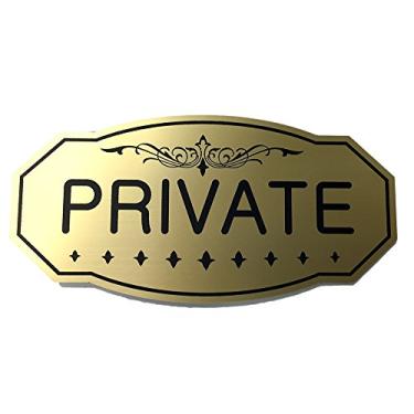 Imagem de Placa de porta/parede privada vitoriana, Brushed Gold, Small 3" x 6"