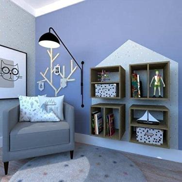 Imagem de Conjunto com 4 Nichos com Prateleira Montana Bramov Móveis Carvalho Mel