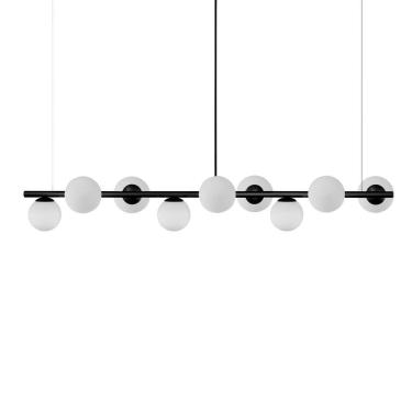 Imagem de Lustre Pendente Figo Preto 1,5M - 9 Globos de Vidro Branco