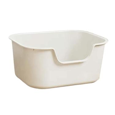 Imagem de Generic Caixa de areia para gatos com tampa aberta Bandeja de areia para animais de estimação com tampa aberta Caixa de areia para gatos Durável Comadre para, BRANCO
