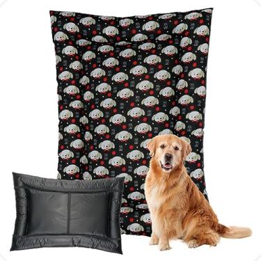 Imagem de Colchonete Colchão Grande Pet Cachorro e Gato Impermeável 120x70cm (Preto Cão)