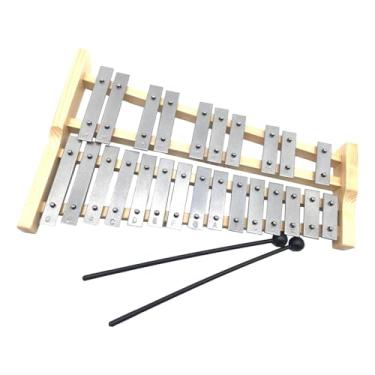 Imagem de Deevoka 25 Nota Glockenspiel Xilofone de Alumínio Estrutura de Madeira Compacto para Crianças Adultos Instrumento Musical Profissional com Marretas
