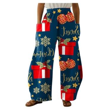 Imagem de Calça Digital 3d De Natal Feminina Pants Impressas De Cintura Elástica Solta E Elástica Com Bolso