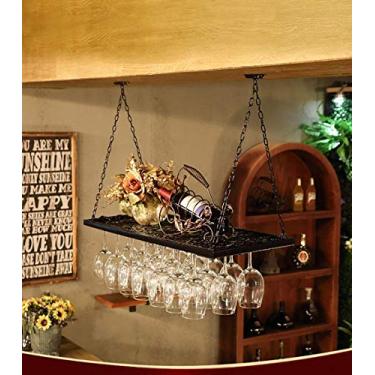 Imagem de Rack de vinho para casa suporte vermelho restaurante S, rack de vidro de vinho de cabeça para baixo decoração de mesa de bar doméstico rack de taças pendurado rack de vidro de vinho, 100 cm, preto