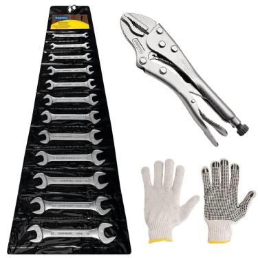 Imagem de Kit Jogo Ferramentas de Chaves Fixas 12 Peças Mais Alicate de Pressão 10" Tramontina