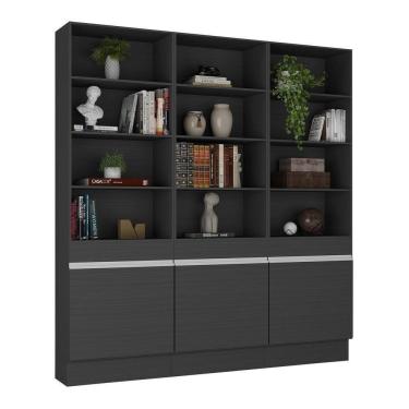 Imagem de Armário/estante Escritório 3 Portas Multimóveis Mp7001 Preto/branco Preto/branco