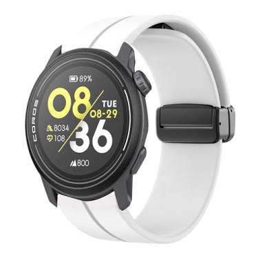 Imagem de Compatível com pulseiras COROS PACE 3, Lamshaw 22 mm, pulseira esportiva de silicone macio, fivela magnética, para mulheres e homens, compatível com smartwatch COROS PACE 3/APEX 2 Pro/APEX Pro/APEX 46 mm (22 mm para PACE 3/APEX 2 Pro/APEX Pro/APEX 46 mm, branco)