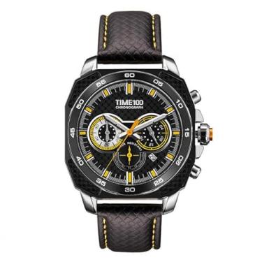 Imagem de TIME100 Relógios masculinos masculinos de quartzo analógico à prova d'água, Preto, Moderno