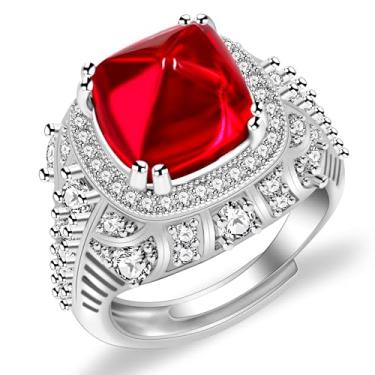 Imagem de Oneress Anel banhado a ouro branco esmaltado verde com zircônia cúbica que pode ajustar a beleza e a elegância. para esposa e amigos, Medium, Vidro, Zircão