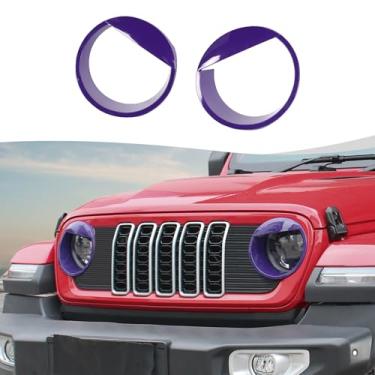 Imagem de SQQP Capa de farol dianteiro, kit de acabamento de molduras estilo Angry Bird compatível com Jeep Wrangler JL JLU e Gladiator JT 2024+ (roxo