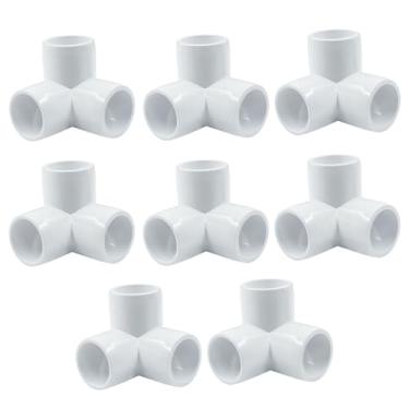 Imagem de Biaungdo 8 peças de encaixe de tubo de PVC de 1/5.1 cm, conector de tubo de cotovelo de 3 vias, acessórios de canto de grau de móveis, encaixe de cotovelo de PVC para prateleira DIY suporte de jardim