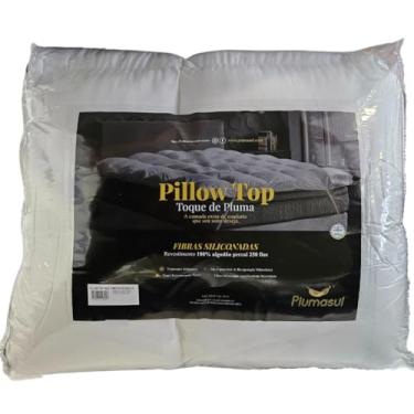 Imagem de Pillow Top Toque de Pluma em Algodão Percal 250 Fios, Enchimento com Fibra Siliconizada, para Colchão Solteiro 90 x 190 x 7 cm