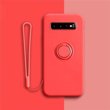 Imagem de Capa de silicone macio para Samsung Galaxy S10 Plus S21 S20 FE Ultra S Note 20 9 10 S9 S8 S10E E Note20 Note9 Suporte de suporte de anel de capa, vermelho, para Samsung Note 10