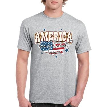 Imagem de Camiseta masculina America My Home Sweet Home 4th of July Stars and Stripes Pride American Dream Patriotic USA Flag, Cinza, G