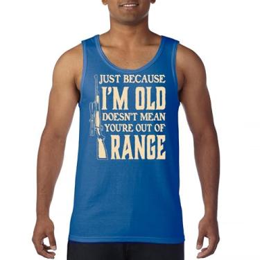 Imagem de Camiseta regata Just Because I'm Old Doesn't Mean You are Out of Range 2nd Amendment Second Gun Rights Retired masculina, Azul, 3G