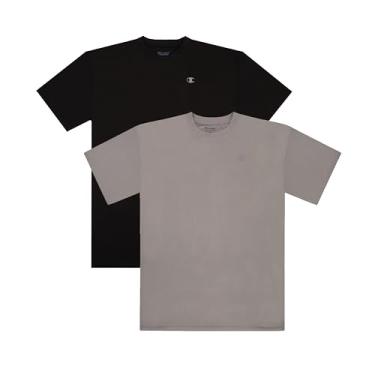 Imagem de Champion Camiseta masculina grande e alta, desempenho ativo, absorção de umidade, pacote com 2, Preto/concreto, 4X Tall