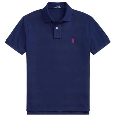 Imagem de POLO RALPH LAUREN Camisa polo masculina de malha de ajuste personalizado, Ralph Lauren, azul-marinho, M