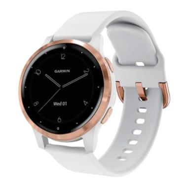 Imagem de ViCRiOR Pulseiras compatíveis com smartwatch Garmin Vivoactive 4S/ Venu 2S/ Venu 3S/Vivomove 3S, pulseira de substituição de silicone macio de liberação rápida de 18 mm para Garmin Forerunner 255S/