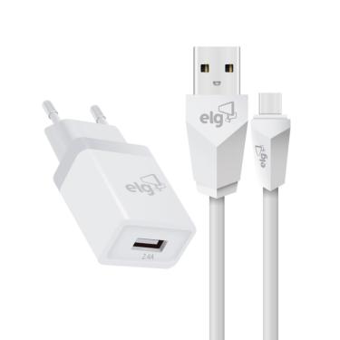 Imagem de Carregador de Parede USB - com Cabo USB-C - Branco - ELG KTC10WC