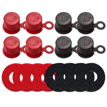 Imagem de Ampper Tampas de poste de bateria de plástico superior, protetor de isolador de tampa de terminal de bateria com arruelas para carro, veículo, trailer e barco (tampa, 4 conjuntos)