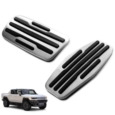 Imagem de BestEvMod Compatível com Hummer EV 2022-2024 Conjunto de Pedais Esportivos Acessórios, Capas de Pedal de Freio e Acelerador Sem Perfuração Almofadas Antiderrapantes Substituição de Carro