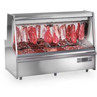 Imagem de Balcão Frigorífico Premium Turino Sem Depósito Gatp200a Gelopar Expositor De Carnes Inox 220v
