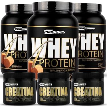 Imagem de Combo 3 Whey 4 Protein 900g + 3 Creatina 100g (900g, Paçoca)