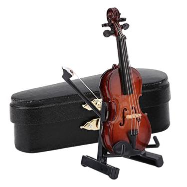 Imagem de Modelo de Violino Em Miniatura, Caixa de Suporte de Presente de Decoração Requintada de Madeira para Entusiastas da Música
