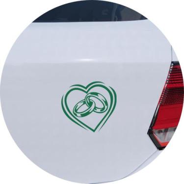 Imagem de Adesivo de Carro Coração Alianças de Casamento - Cor Amarelo - Melhor 