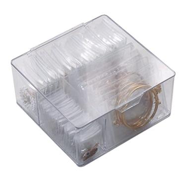 Imagem de Organizadores de joias, caixa organizadora de gaveta de acrílico transparente com 10 bolsas grandes para pulseira, 30 bolsas intermediárias para colar, 20 bolsas pequenas para anel, caixa de armazenam