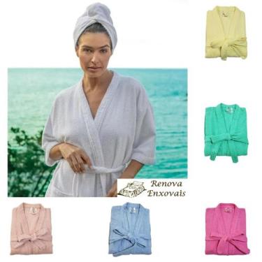 Imagem de Roupão de Banho Atoalhado 100 % Algodão Feminino ou Masculino Adulto -
