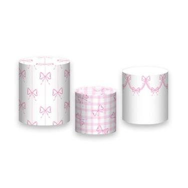 Imagem de Trio de Capas de Cilindro - Fitas e Laços Rosa 065 - Via Cores