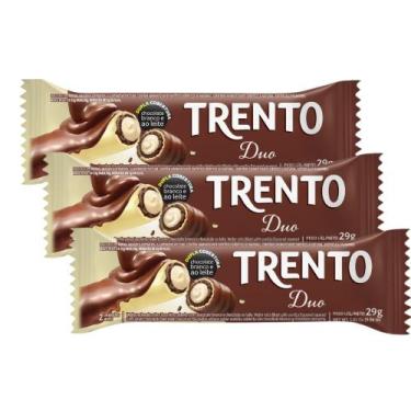 Imagem de Kit 3 Chocolate Trento duo Wafer Recheado Sabor Baunilha com Chocolate