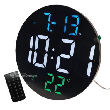 Imagem de Relógio Temperatura Led Digital Redondo Para Parede Usb Possui Função 
