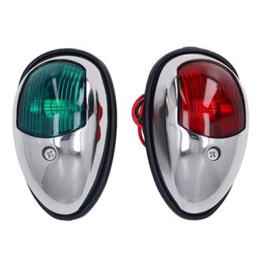 Imagem de Luzes de navegação de barco Buachois, luz de arco vermelha e verde LED impermeável marinha SS316 lâmpada de aço inoxidável DC12V 24V ideal para pontão, barco pequeno, barcos de
