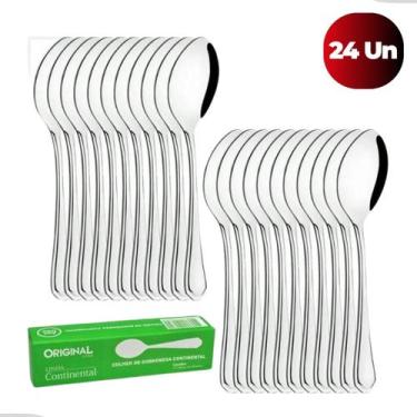 Imagem de Conjunto Jogo Inox 24 Colher Sobremesa Restaurante Chá Continental Col