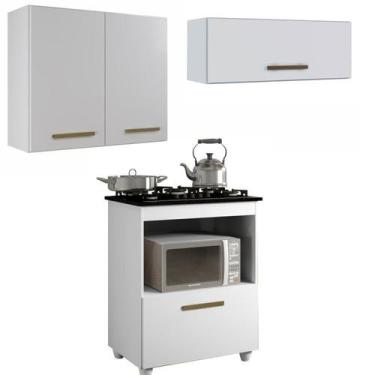 Imagem de Conjunto Balcão para Cooktop 1 Porta Basculante e 2 Armários Aéreo - K