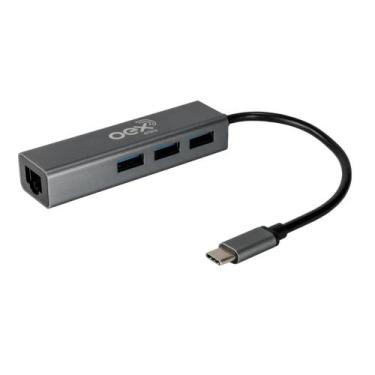 Imagem de Hub Usb C Com 3 Portas Usb 30 E Conexão Rj45 Oex Hb105