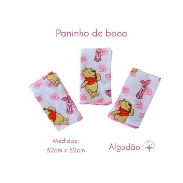 Imagem de Toalhinha paninho de boca 03-peças 100% algodão disney-ursinho pooh mi