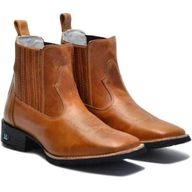 Imagem de Botina Masculina e Feminina Bico Quadrado Country Couro Conforto 35 ao