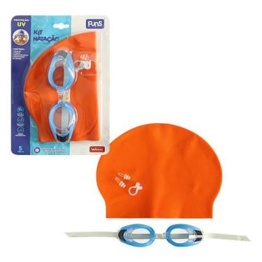 Imagem de Kit De Natação Óculos Touca Protetor De Ouvido E Nariz - Laranja - Wel
